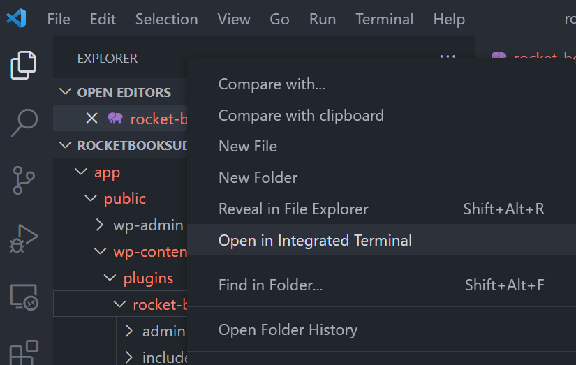 Open in integrated terminal option